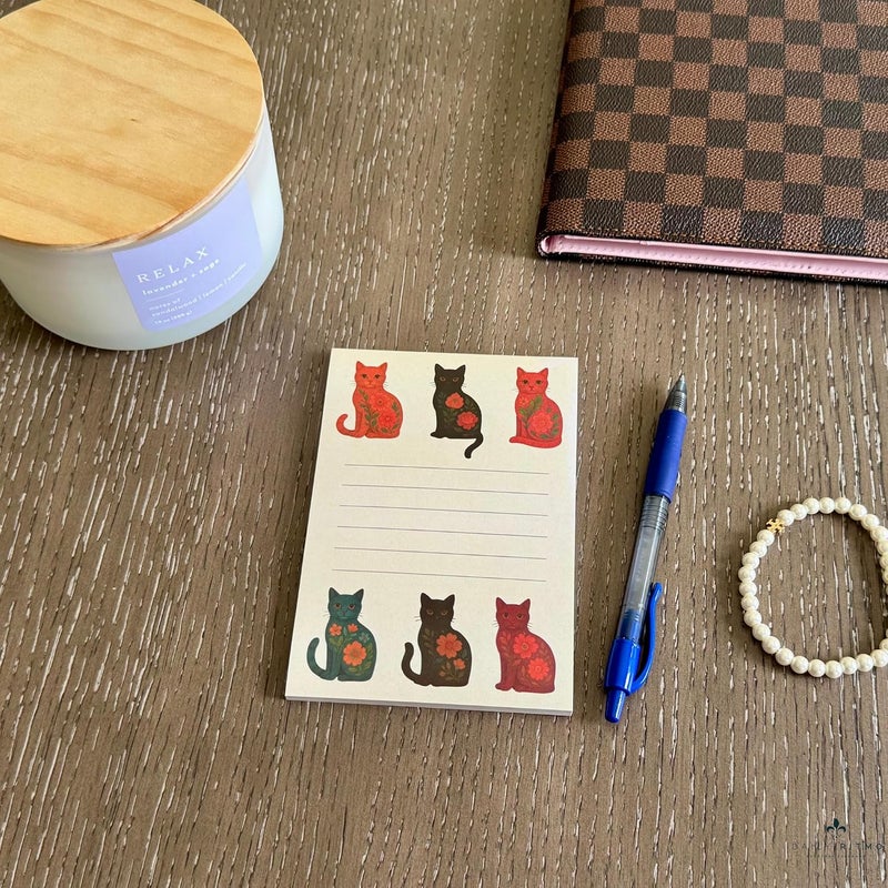 DAILY RITMO ملاحظات لاصقة برسومات زهور جميلة لقائمة المهام اليومية | هدية لمحبي القطط، مناسبة للنساء | 50 صفحة بمقاس 4×6 بوصة - Image 4