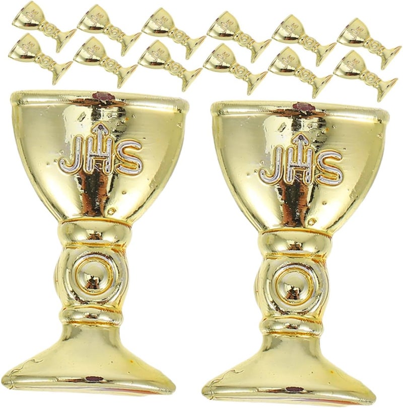 PRETYZOOM 200pcs Miniature Decorative Offering Cups Sturdy Plastic Goblets for Weddings Birthday Parties Holiday Celebrations Retro Style Miniature Worship Cups for Elegant Table Decor - Image 1