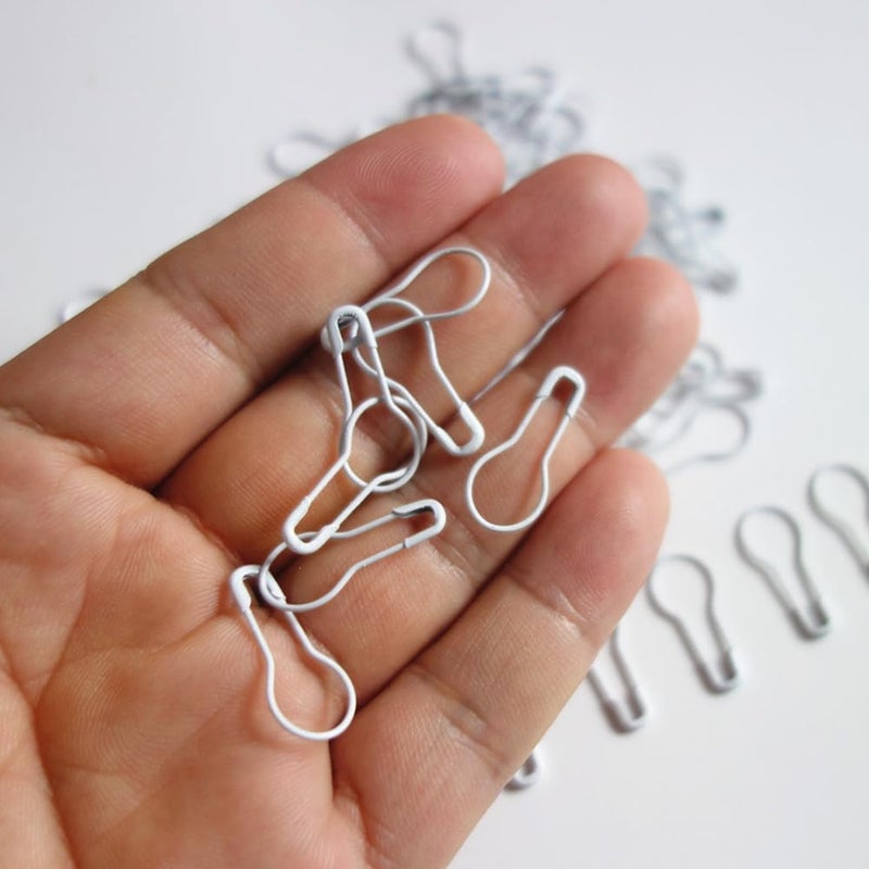 Transun Moo 500Pcs White Safety Pins 0.8" Metal Bulb Pins Gourd Pin Clothing Tag Pins Calabash Pin for DIY Craft, Home Accessories - Image 3