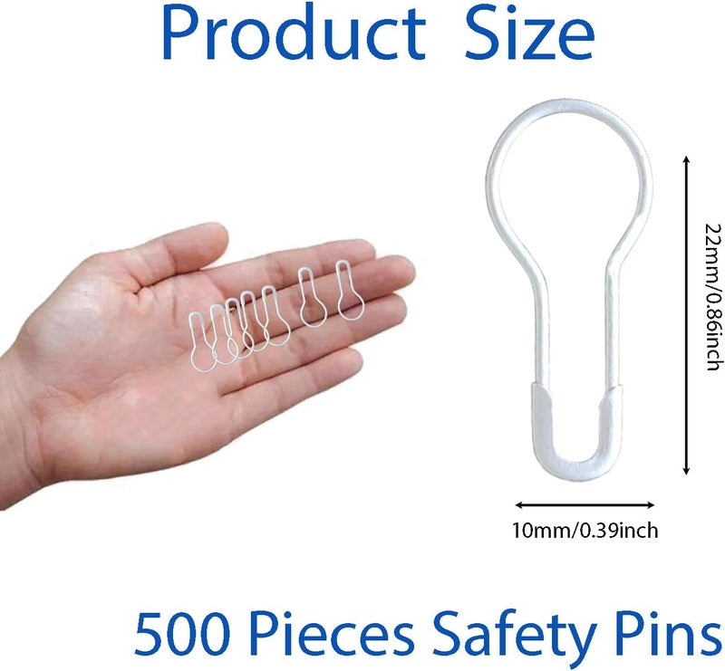 Transun Moo 500Pcs White Safety Pins 0.8" Metal Bulb Pins Gourd Pin Clothing Tag Pins Calabash Pin for DIY Craft, Home Accessories - Image 2