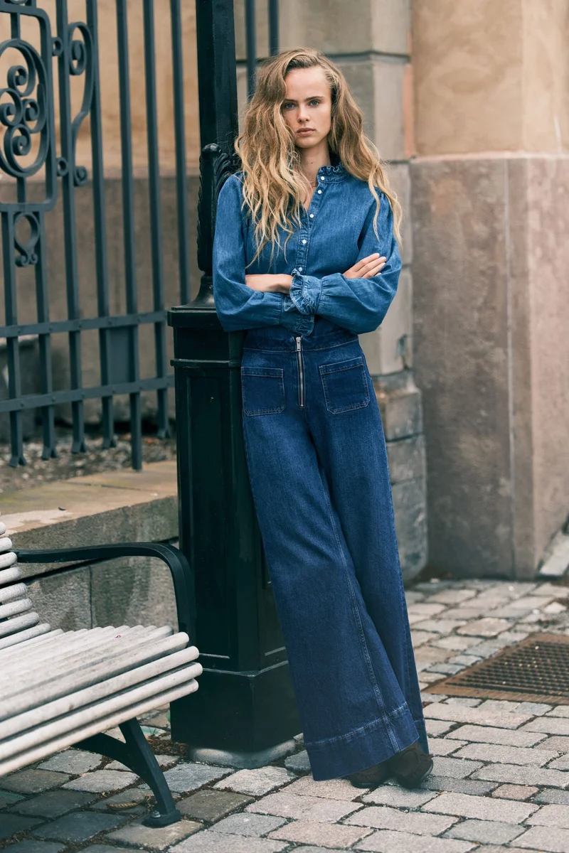 اتش اند ام جينز واسع بخصر عالي للغاية