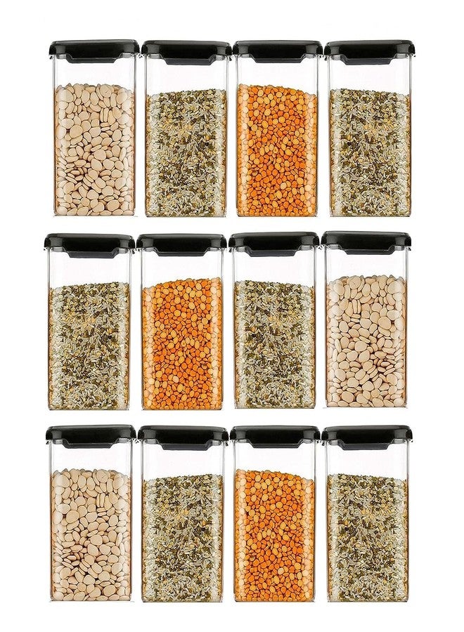 Qshare Plastic Food Storage Container Set, Multipurpose Square Shaped Stackable Food Organizer, BPA Free Transparent Plastic Leakproof Food Storage Container with Air-Tight Lid(1100ML, 12 PCS) - Image 1