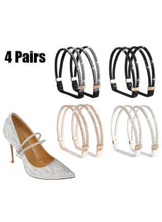 4 Pairs Shiny Shoe Laces for Heels, Detachable Shoe Strap Belt Band for Holding Loose High Heels Elastic High Heels