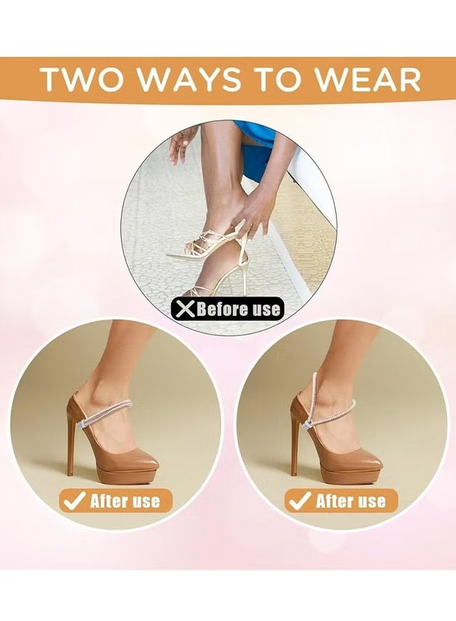 HY 4 Pairs Shiny Shoe Laces for Heels, Detachable Shoe Strap Belt Band for Holding Loose High Heels Elastic High Heels - Image 5
