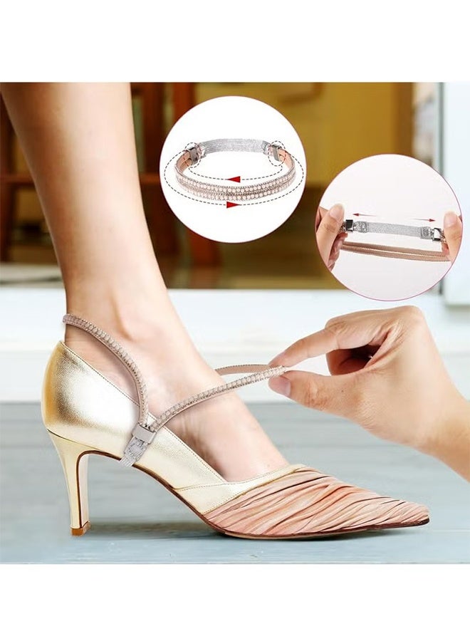 HY 4 Pairs Shiny Shoe Laces for Heels, Detachable Shoe Strap Belt Band for Holding Loose High Heels Elastic High Heels - Image 2