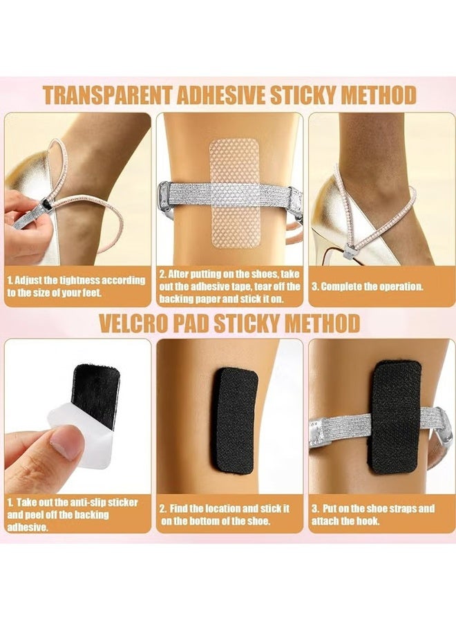 HY 4 Pairs Shiny Shoe Laces for Heels, Detachable Shoe Strap Belt Band for Holding Loose High Heels Elastic High Heels - Image 3