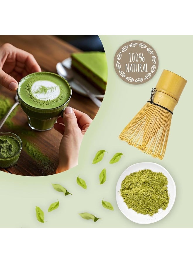 Soofam Corked Matcha Green Tea Brush Set | Matcha Green Tea Powder Corked Tea Brush, Bamboo Leaf Style Matcha Brush, Useful Brush, Natural Corked Tea Brush, Tool for Making Matcha Powder, Tea Set, Traditional Tea Spoon - Image 3