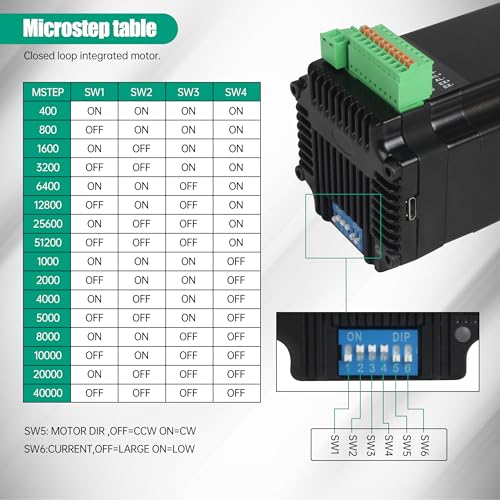 CNCTOPBAOS Integrated Nema23 2.2N.m Closed Loop Stepper Motor Driver, All-in-one 3000RPM 24-60V DC 5A 1000 Line Encoder TTL Multi-Microstep 8mm Shaft 57 Motor for CNC Machine, Industrial Automated - Image 5