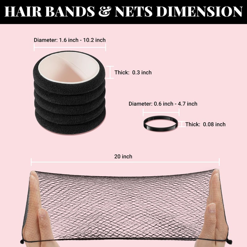 IKOCO 415pcs Bobby Pins Hair Pins Set, 200pcs U Shaped Pins & Elastic Hair Ties for Women with Hair Net, Black - Image 5