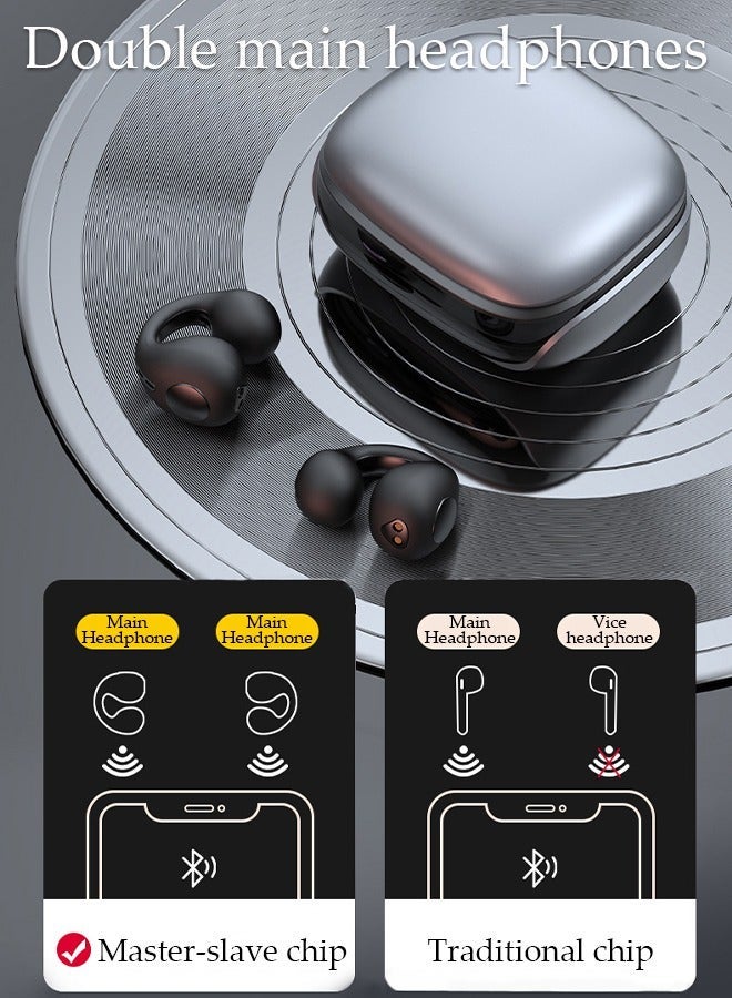 DUNISO Wireless Ear Clip On Earbuds Open Ear Headphones Bluetooth, Bone Conduction Headset with Power Display and Touch Control, Waterproof Earphones for Sports Driving Working - Image 2