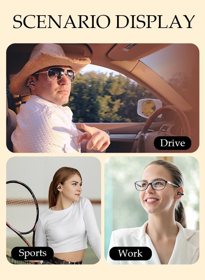 DUNISO Wireless Ear Clip On Earbuds Open Ear Headphones Bluetooth, Bone Conduction Headset with Power Display and Touch Control, Waterproof Earphones for Sports Driving Working - Image 4