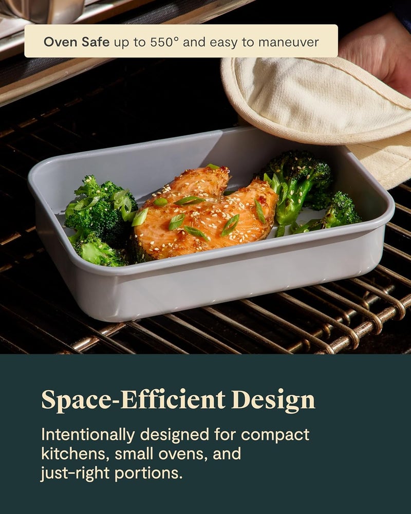 Caraway Nonstick 9” x 6.5” Small Rectangle Baking Pan – Non-Toxic, PTFE & PFOA Free – Aluminized Steel Core – Deep Ceramic Baking Pan for Casseroles, Lasagna & More - White - Image 5