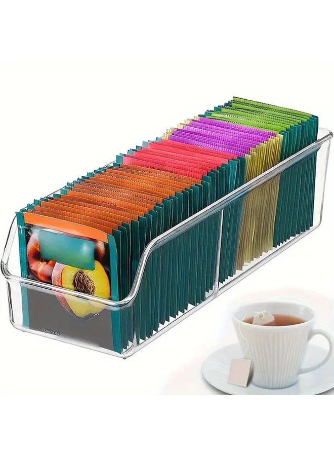 2 Square Clear Acrylic Tea Bag Organizer With 50 Bags Capacity Kitchen Storage - Image 1