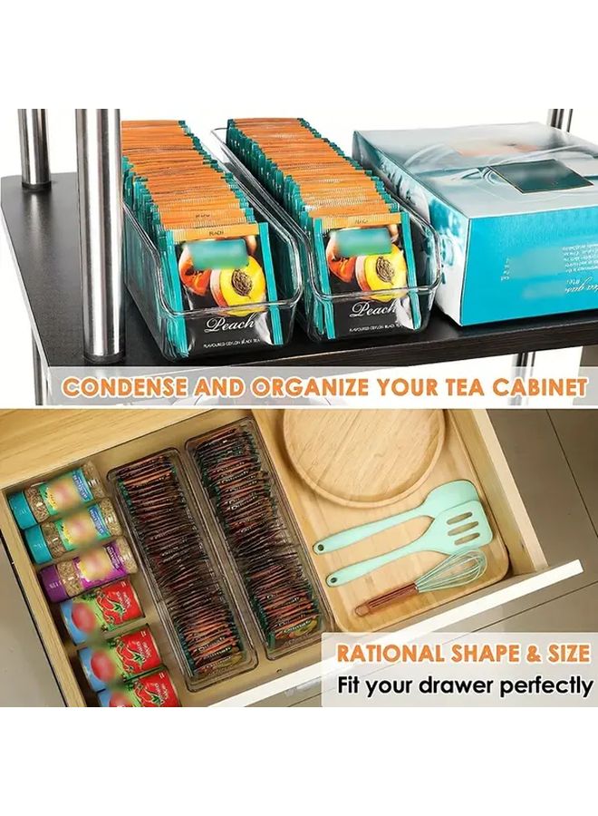 2 Square Clear Acrylic Tea Bag Organizer With 50 Bags Capacity Kitchen Storage - Image 2