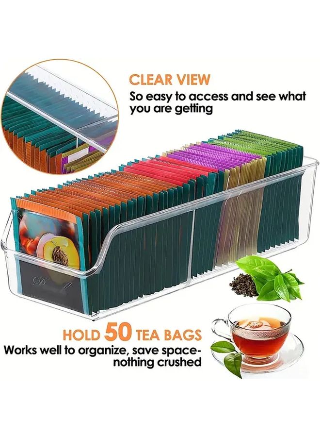 2 Square Clear Acrylic Tea Bag Organizer With 50 Bags Capacity Kitchen Storage - Image 4