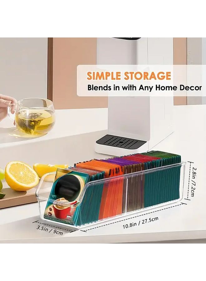 2 Square Clear Acrylic Tea Bag Organizer With 50 Bags Capacity Kitchen Storage - Image 3
