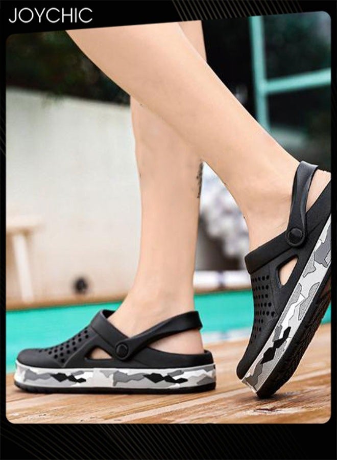 Joychic صنادل رجالية عصرية للاستخدام الخارجي، صنادل مزدوجة الأغراض، مضادة للانزلاق، سريعة الجفاف، صنادل شاطئ صيفية، سوداء اللون - Image 4