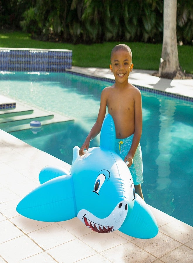 PoolCandy Shark Ride-On Pool Float - Giant 6FT Inflatable with Handles, Heavy-Duty PVC, Fun Kids & Adults Pool Toy for Summer, Beach or Lake - Image 2