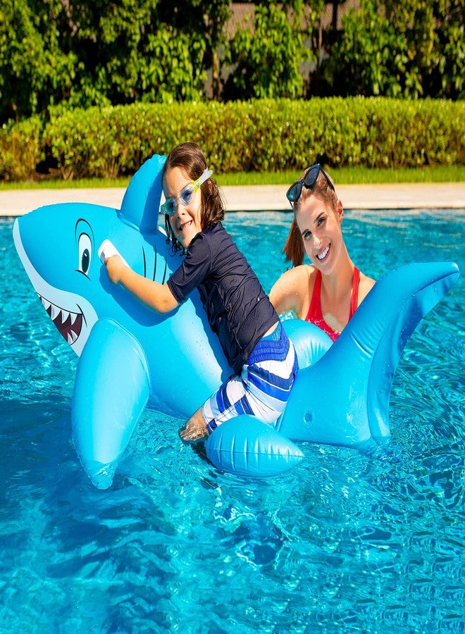 PoolCandy Shark Ride-On Pool Float - Giant 6FT Inflatable with Handles, Heavy-Duty PVC, Fun Kids & Adults Pool Toy for Summer, Beach or Lake - Image 4