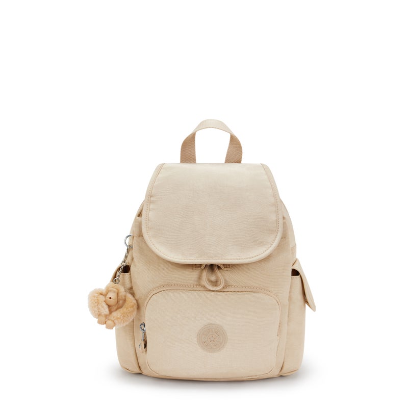 kipling City Pack Mini Sparkled Beige Small Backpack - Image 1