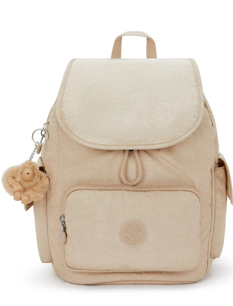 kipling حقيبة ظهر صغيرة متلألئة باللون البيج من سيتي باك ميني - Image 1