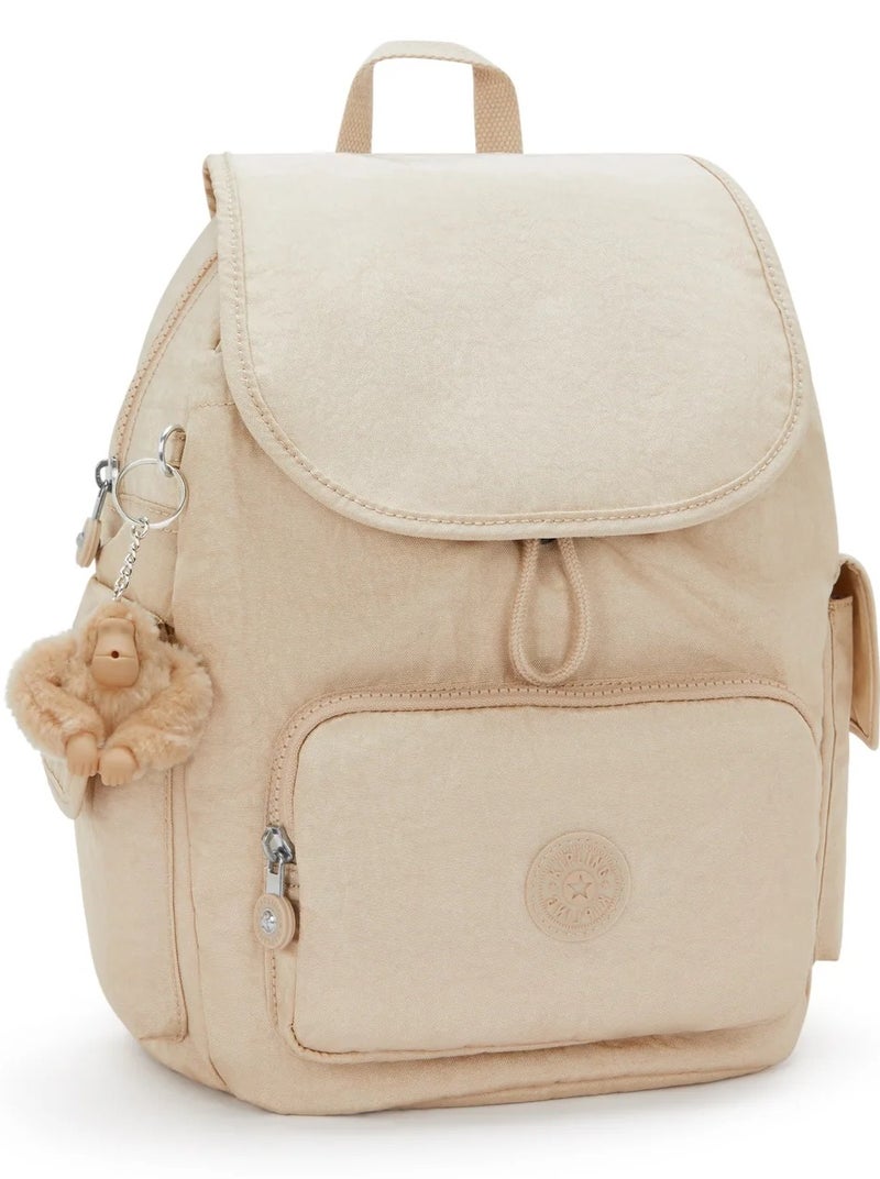 kipling حقيبة ظهر صغيرة متلألئة باللون البيج من سيتي باك ميني - Image 3