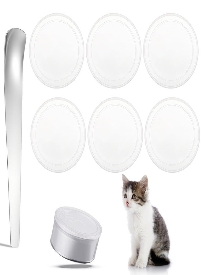 Yuomeaz 6 Pack Clear Dog Can Lids Covers, Universal Cat Can Lid with Spoon, Reusable Lid Covers Tight Seal for Dog Cat Pet Food - Image 1