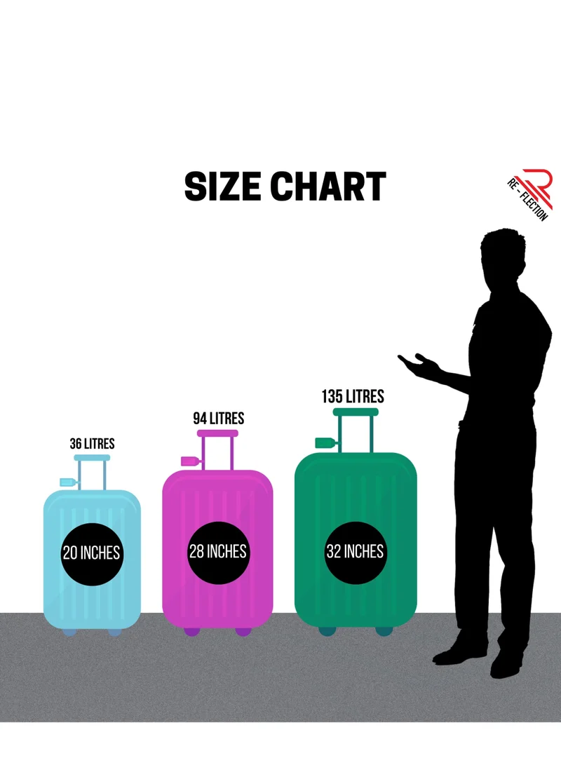ريفلكشين REFLECTION 20 Inch Voyager Carry-on Suitcase, Lightweight Vertical Series Travel Soft Luggage Trolley with 36L Storage Capacity and 4 Spinner Wheels, Teal Blue
