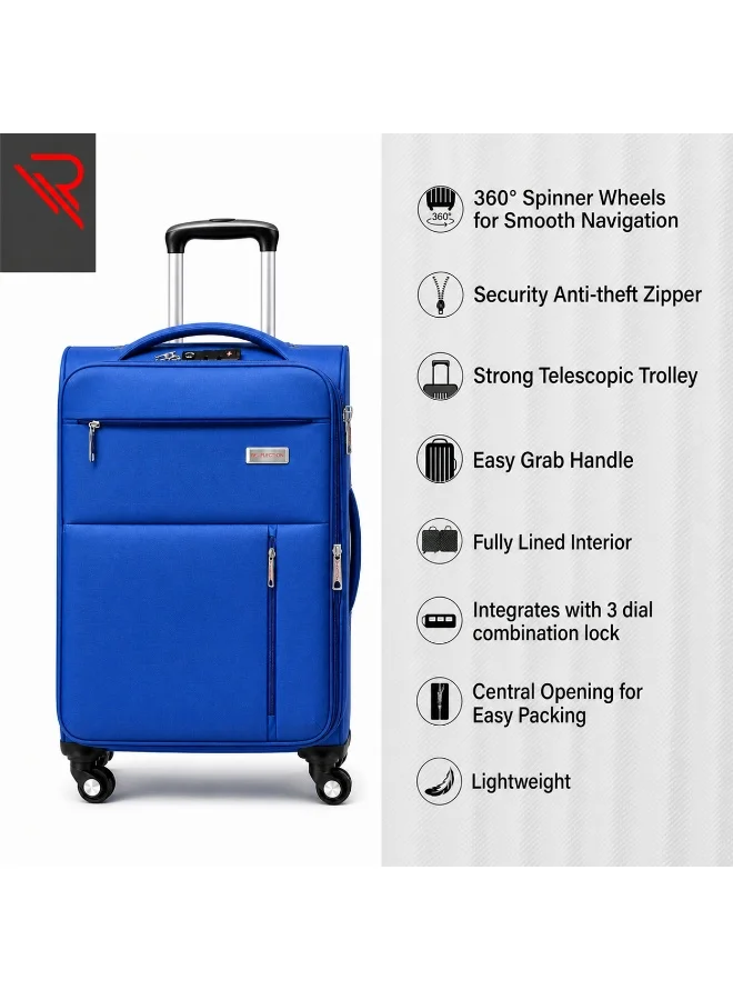 Reflection REFLECTION 20 Inch Voyager Carry-on Suitcase, Lightweight Vertical Series Travel Soft Luggage Trolley with 36L Storage Capacity and 4 Spinner Wheels, Navy Blue