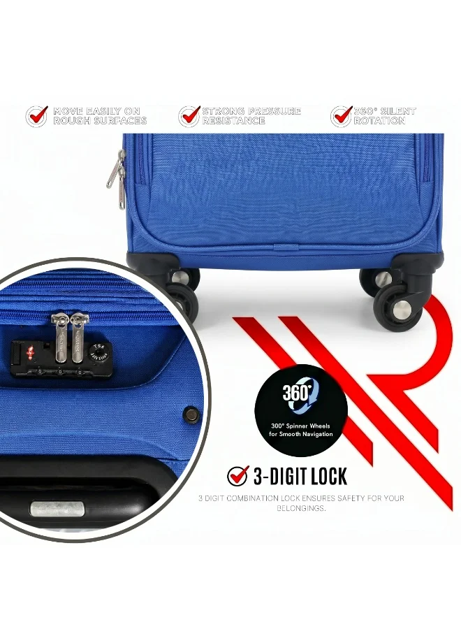 Reflection  REFLECTION 20 Inch Voyager Carry-on Suitcase, Lightweight Vertical Series Travel Soft Luggage Trolley with 36L Storage Capacity and 4 Spinner Wheels, Navy Blue  | Best Price UAE