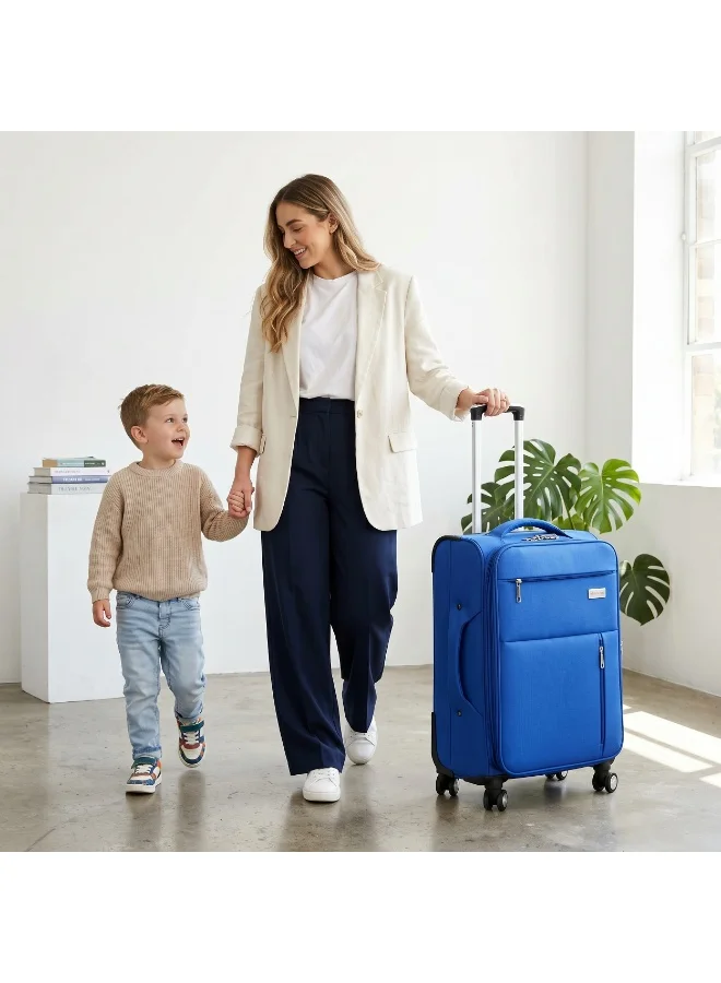Reflection  REFLECTION 20 Inch Voyager Carry-on Suitcase, Lightweight Vertical Series Travel Soft Luggage Trolley with 36L Storage Capacity and 4 Spinner Wheels, Navy Blue  | Best Price UAE