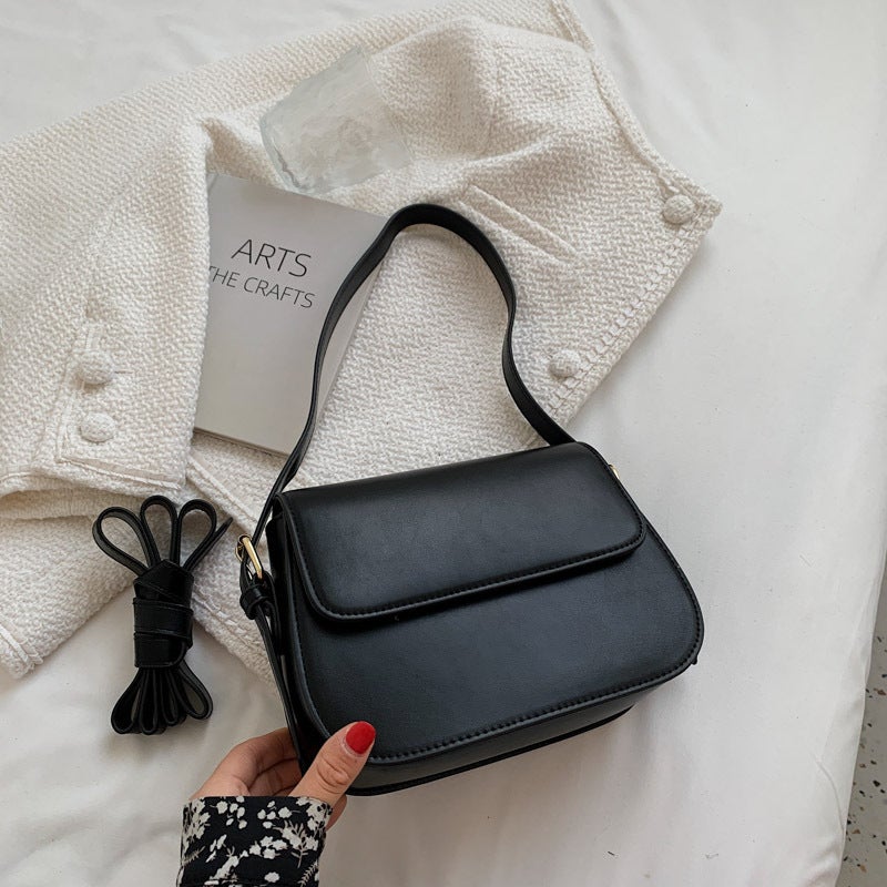 Elegant Retro Small Bag 2024 New Arrival Shoulder Handbag Crossbody Stylish Square Purse Simple Solid  Underarm