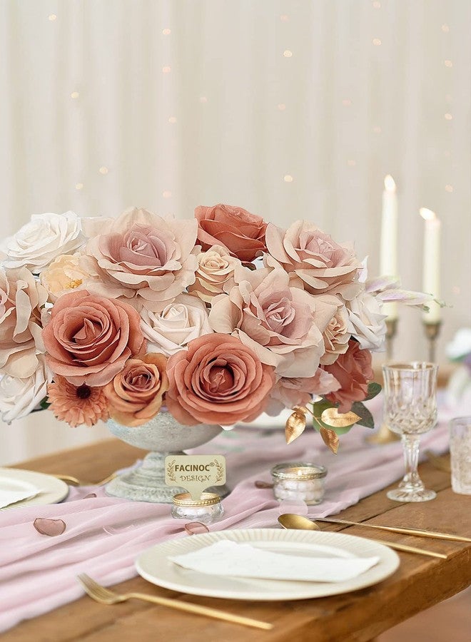 FACINOC Roses Artificial Flowers Bouquet Combo Box Set for DIY Wedding Centerpieces for Table Bridal Baby Shower Party Decorations Fake Silk Floral Arrangements for Home Decor Indoor Peach Pink - Image 5