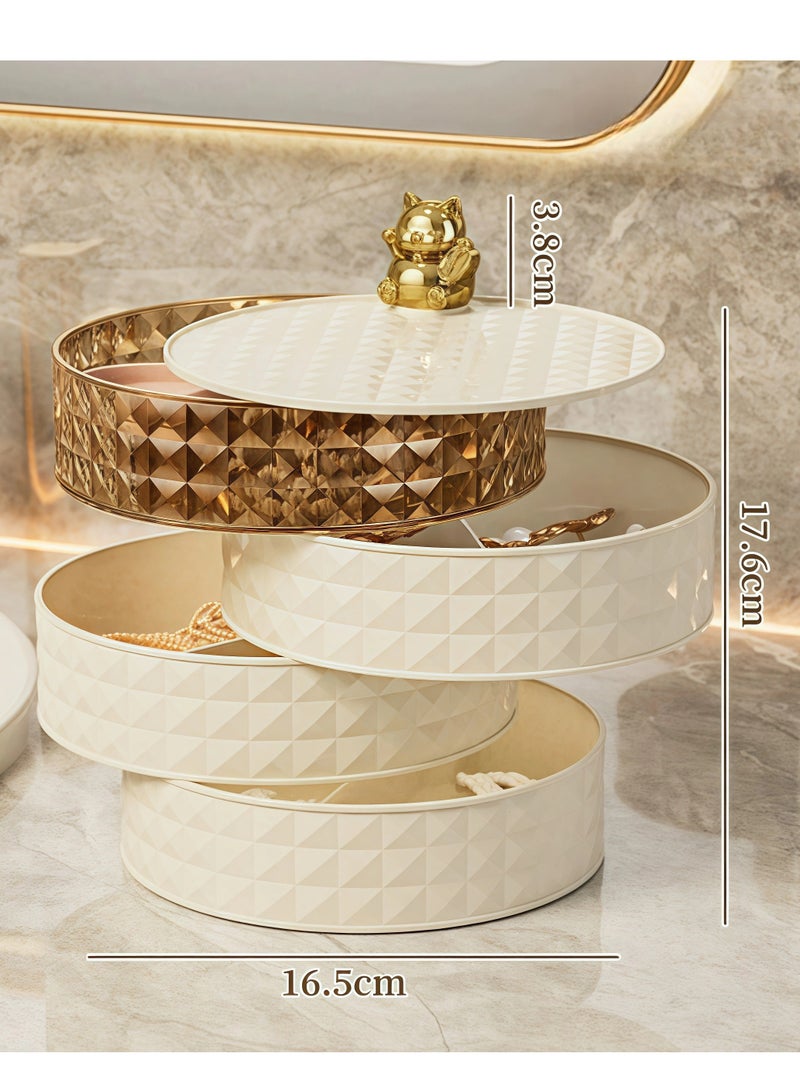 Four-layer jewelry box, jewelry storage box, jewelry storage box, rotating jewelry storage box, portable detachable grid tray jewelry storage box, suitable for earrings, rings, necklaces, bracelets, - Image 2