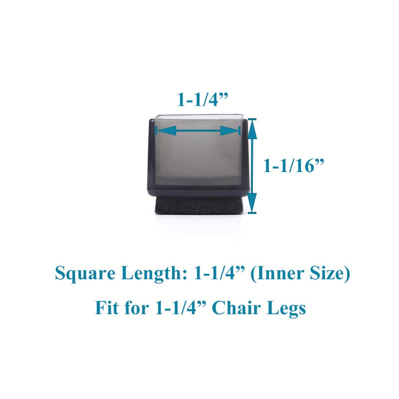 Furnigear Chair Leg Caps Felt Furniture Pads Bottom Chair Leg Floor Protectors Black Square Hardwood Floor Protectors (1 1/4"" 20 Pack) - Image 4