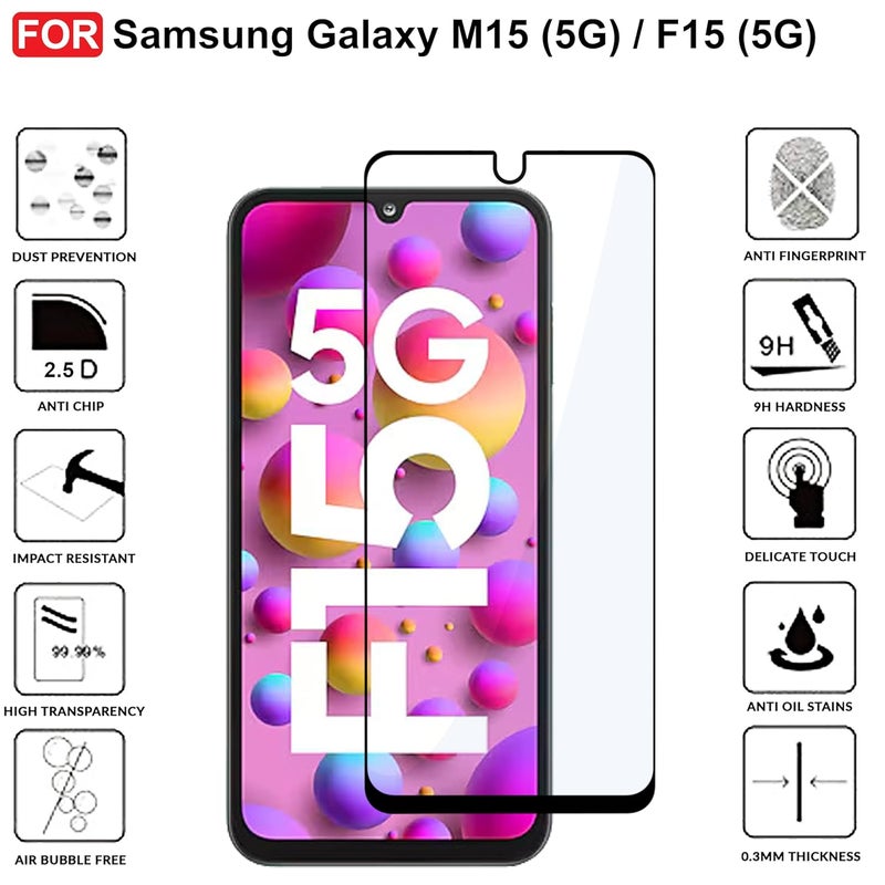 Cedo Tempered Glass for Samsung Galaxy M15 (5G) / F15 (5G) | Screen Protector Full HD Quality Tempered Glass Anti-Scratch Edge to Edge Coverage with Easy Installation Kit (Black) - Image 3