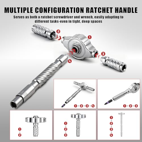 VMAN Ratchet Magnetic Screwdriver Set, 24 in 1 S2 Steel Bits and Head-tail Drive T-Handle, DIY Combination Flexible Shaft for Furniture Assembly, Electrical Appliance Repair, Bicycle Tools - Image 5