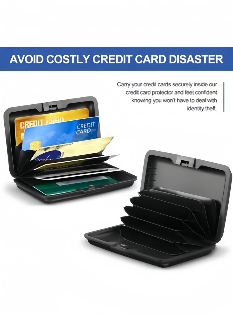 Halamodo 2PCS Credit Card Holder Small RFID Blocking Wallet Business Metal Cards Wallet Mini Aluminum Hard Case Slim ID Card Holders Protector for Women & Men - Image 4