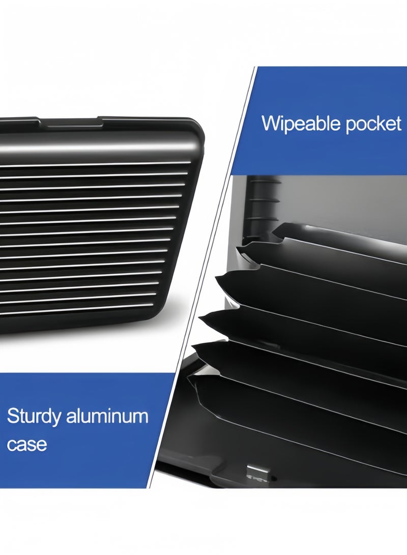 Halamodo 2PCS Credit Card Holder Small RFID Blocking Wallet Business Metal Cards Wallet Mini Aluminum Hard Case Slim ID Card Holders Protector for Women & Men - Image 5