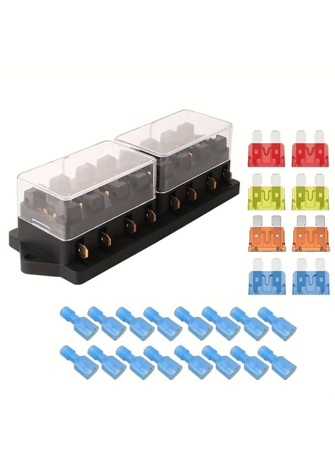 8 Way Automotive Fuse Box Kit Transparent Cover Dust Moisture Protection - Image 1