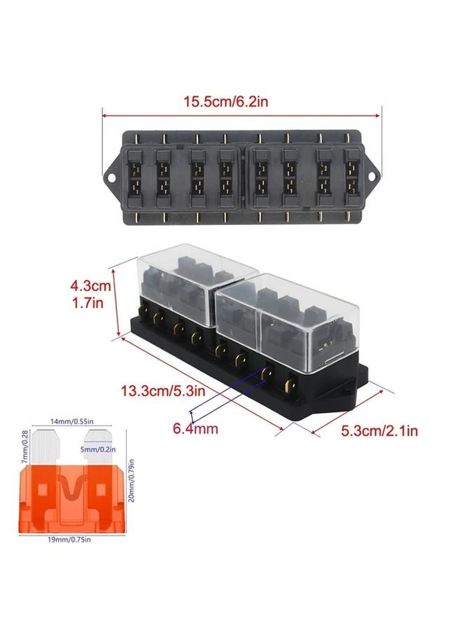 8 Way Automotive Fuse Box Kit Transparent Cover Dust Moisture Protection - Image 3