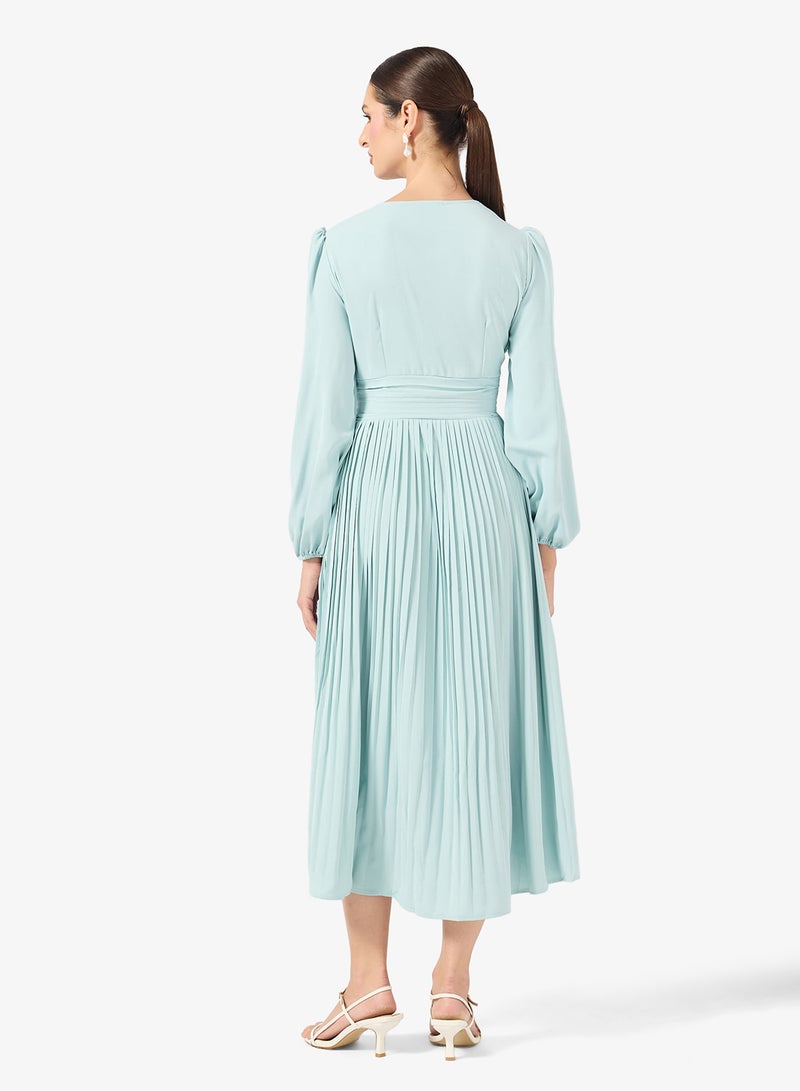 ELLA Pleated Dress With Flare Sleeves - Image 2
