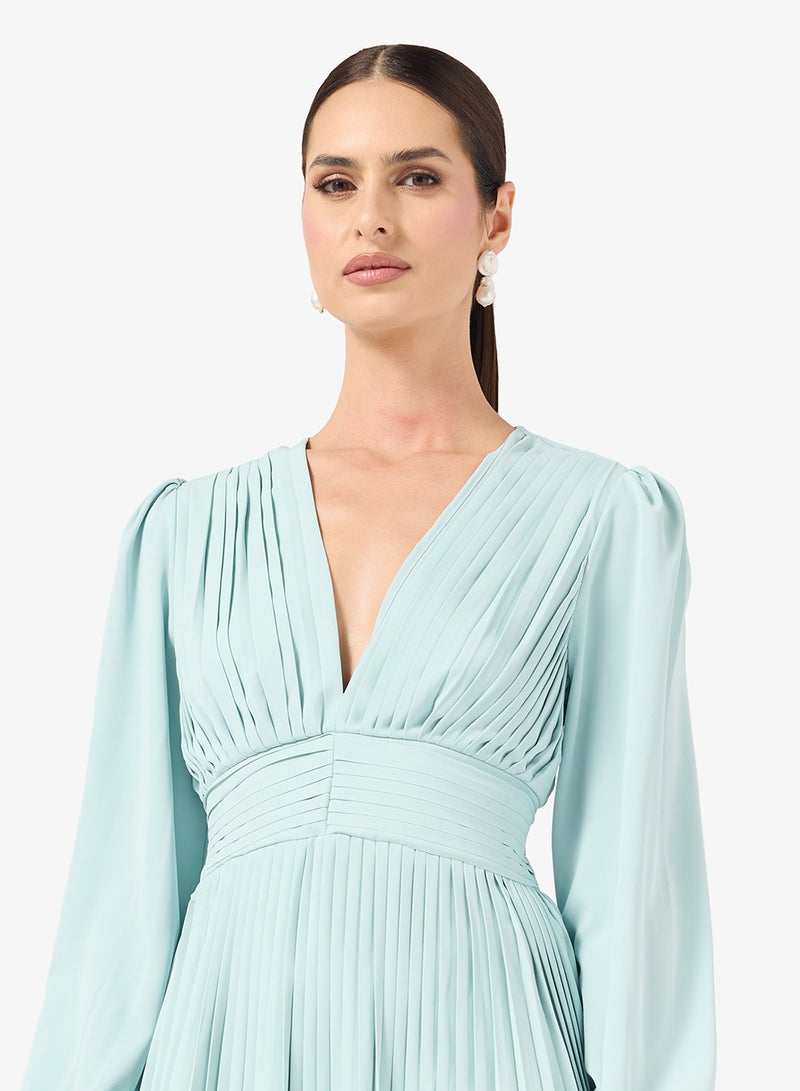 ELLA Pleated Dress With Flare Sleeves - Image 3