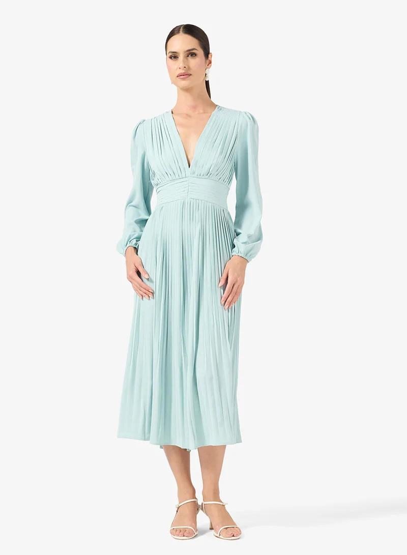 ELLA  Pleated Dress With Flare Sleeves for Women | Best Price UAE