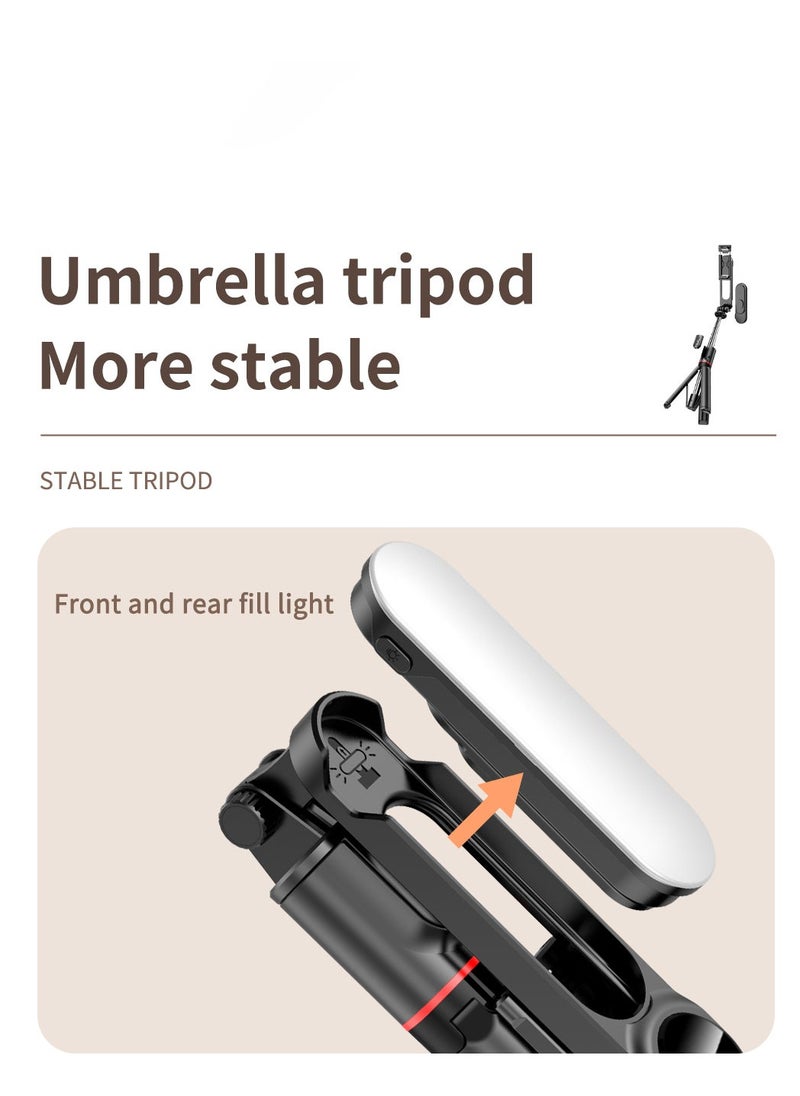 Generic - Selfie Stick Tripod, Extendable Tripod with Rechargeable Bluetooth Remote,Removable fill light， Compatible with iPhone and Android Smartphones, Perfect for Travel, Vlog, Video and Photo, Black - Image 1