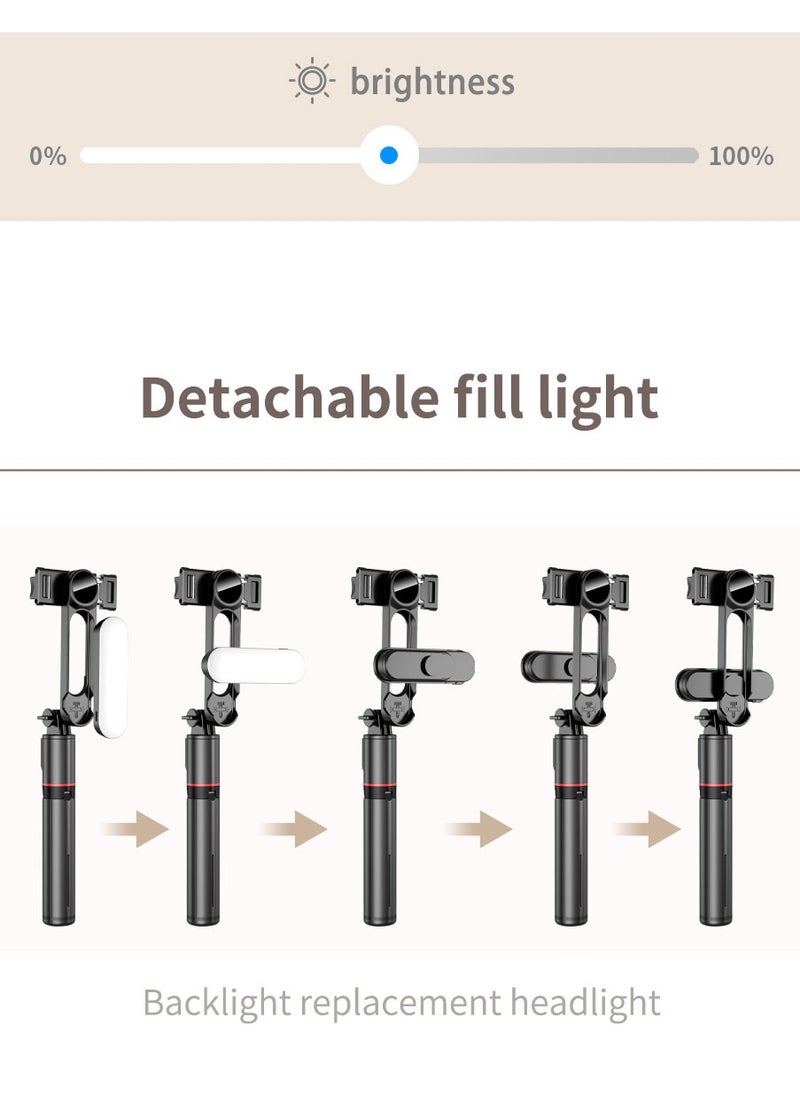 Generic - Selfie Stick Tripod, Extendable Tripod with Rechargeable Bluetooth Remote,Removable fill light， Compatible with iPhone and Android Smartphones, Perfect for Travel, Vlog, Video and Photo, Black - Image 1