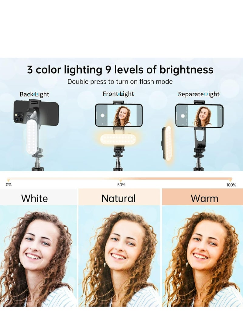 Generic 43.7"(110cm)Selfie Stick Tripod, Extendable Tripod with Rechargeable Bluetooth Remote,Removable fill light， Compatible with iPhone and Android Smartphones, Perfect for Travel, Vlog, Video and Photo, Black  - Image 2