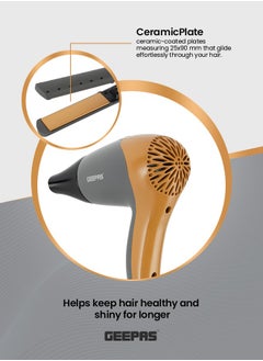 GEEPAS Hair Dryer and Straightener, 2 Speed and 2 Heat Setting/ Ceramic Plates, with Concentrator/2-in-1 Hair Styling Kit ,Perfect for Salon and At Home Styles, PTC Heater, DC Motor  - Image 4