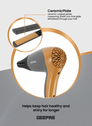 Hair Dryer and Straightener, 2 Speed and 2 Heat Setting/ Ceramic Plates, with Concentrator/2-in-1 Hair Styling Kit ,Perfect for Salon and At Home Styles, PTC Heater, DC Motor - view 4