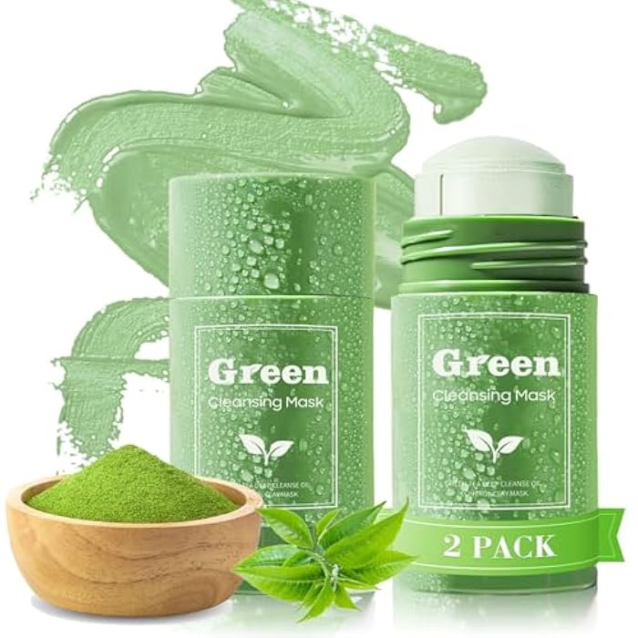 PAINISTIC Green Tea Purifying Clay Face Mask, Blackhead Remover With Green Tea Extract, Face Moisturizing, Deep Pore Cleansing for All Skin Types of Women (2 PCS) - Image 1